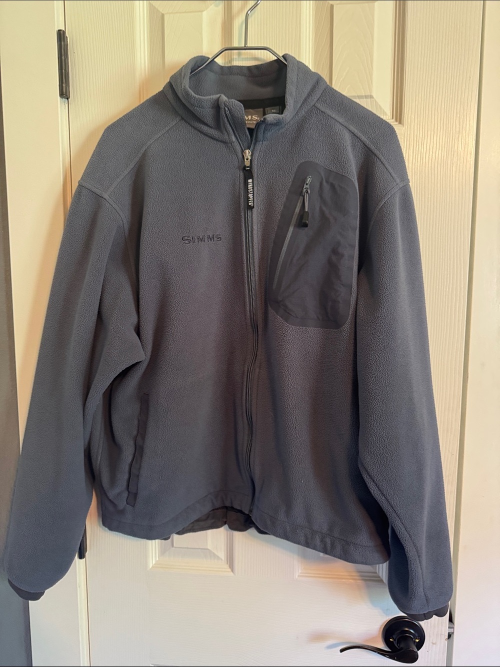 SIMMS brand Wind Stoper performance weight fleece jacket. Size XL